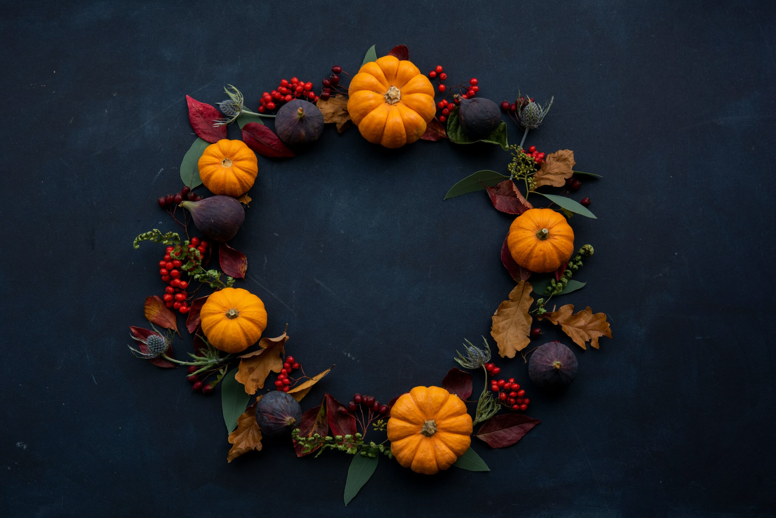 A wreath with autumn vibe plants