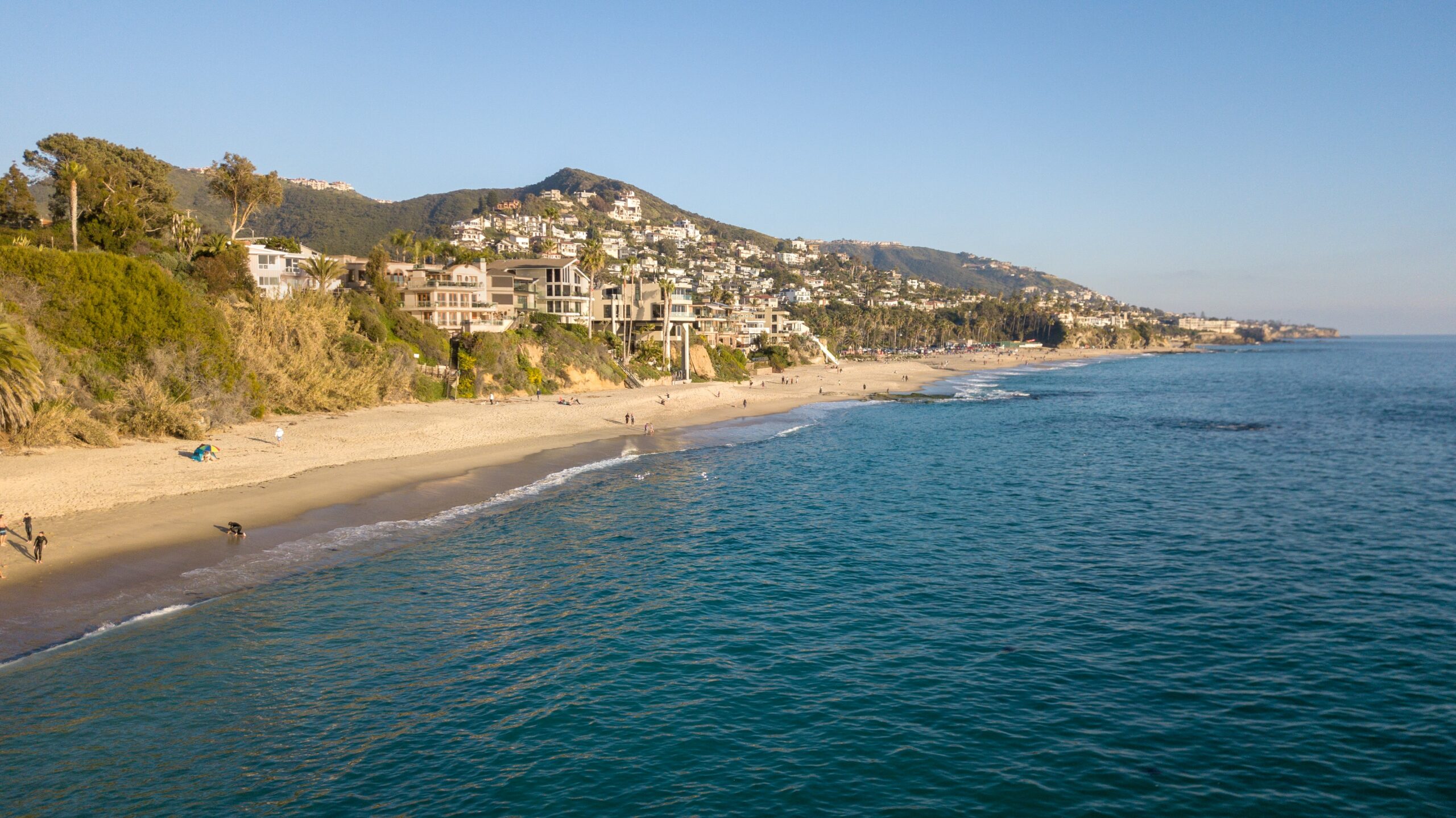 Aerial view of beach in orange county