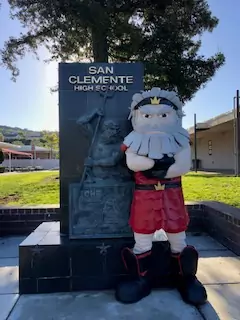 view of san clemente high school sign with mascot