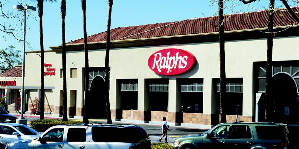 View from parking lot of Ralphs supermarket at Fountain Valley Promenade