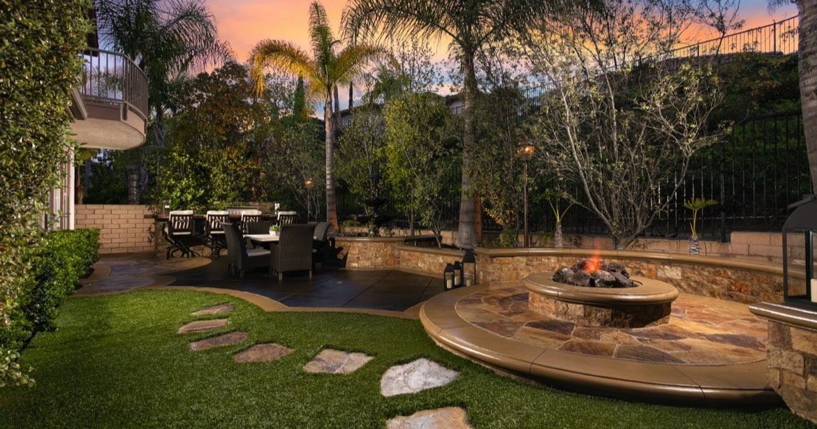 Laguna Niguel backyard with fire pit and patio