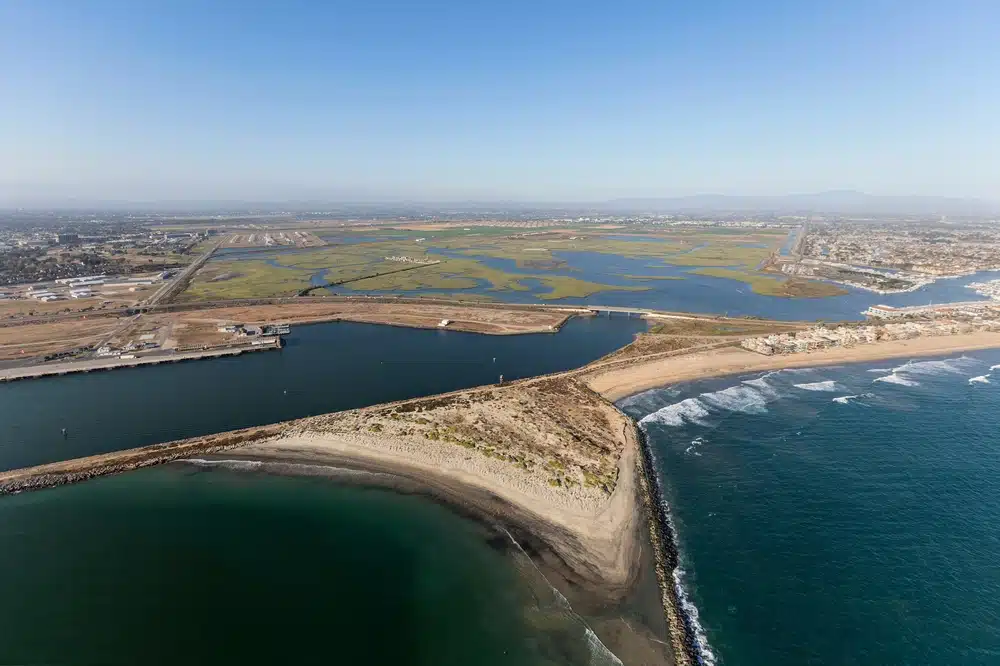 Aerial view of Seal Beach National Wildlife Refuge in Southern California.