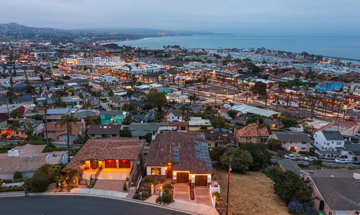 Stunning ocean and harbor view at dusk from Dana Point luxury home sold by Brad Feldman Group