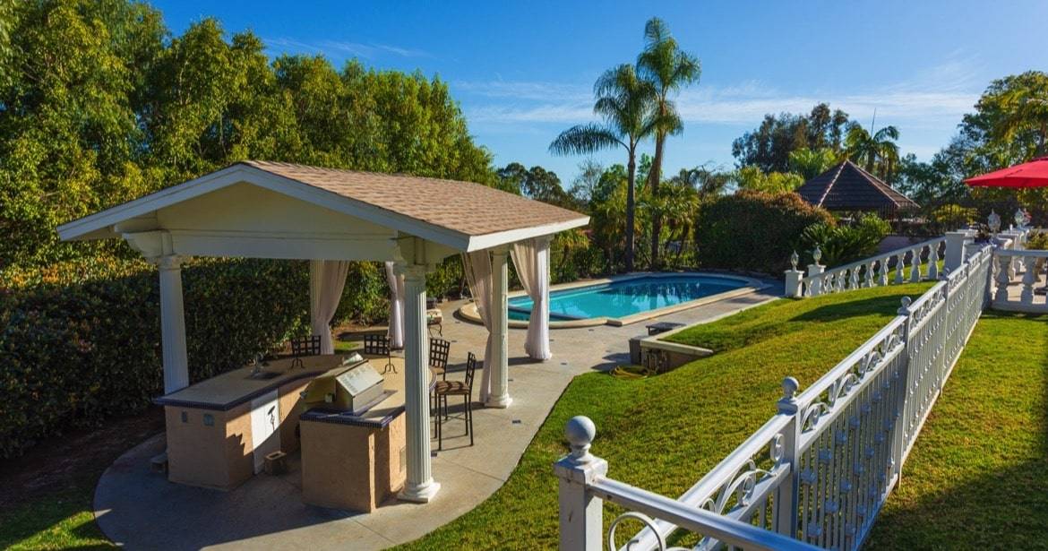 Outdoor living area and pool of Nellie Gail Ranch luxury home for sale by Brad Feldman Group top OC Realtors