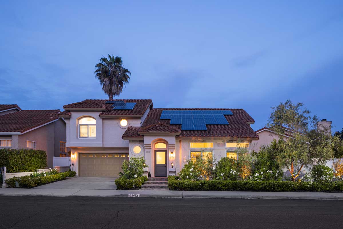 front exterior at dusk of a beautiful Laguna Niguel home sold by the best local Realtors Brad Feldman Group