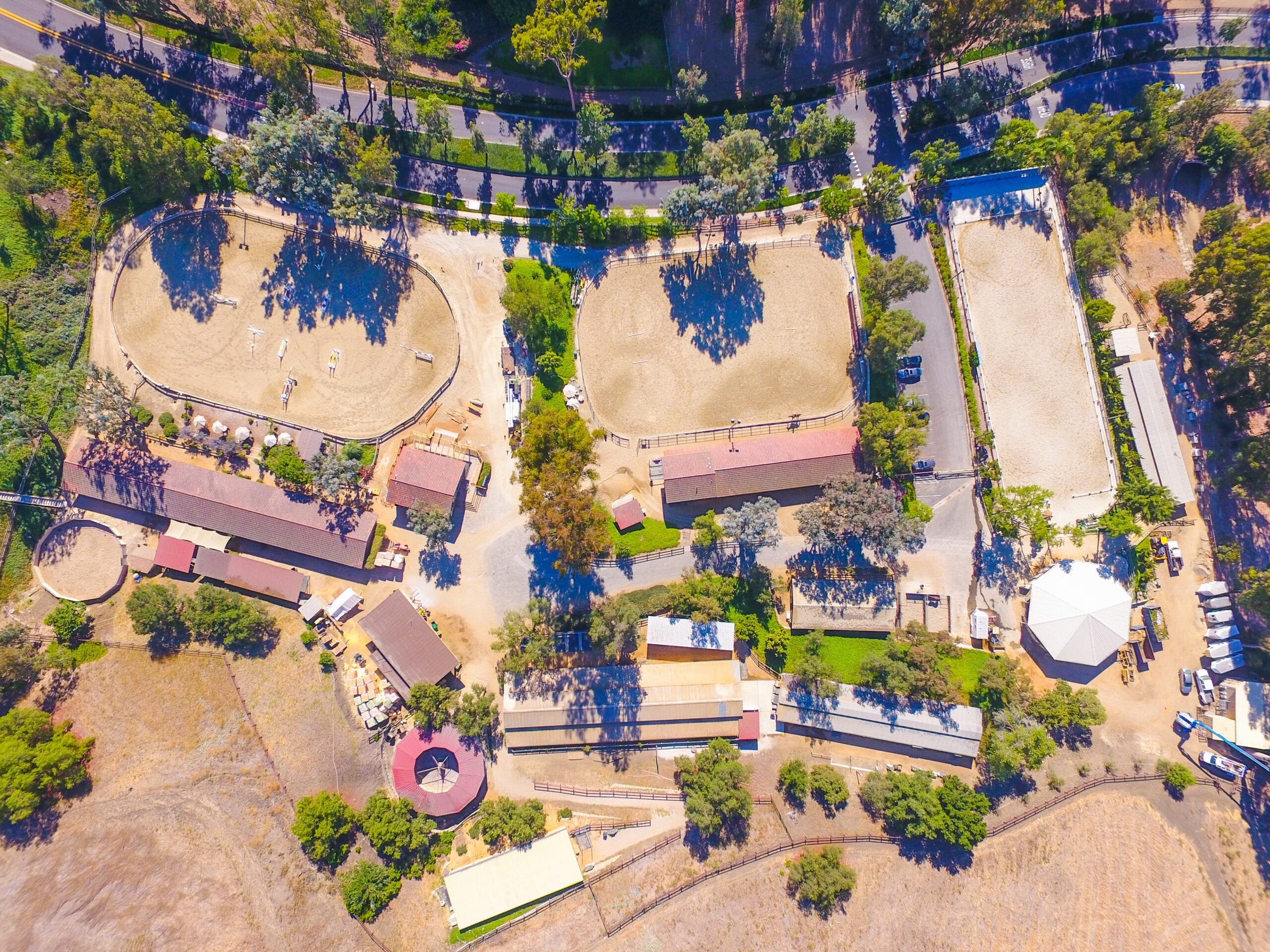 Aerial photo of equestrian facilities in Nellie Gail Ranch, Laguna Hills, by Orange County top Realtor agents Brad Feldman Group