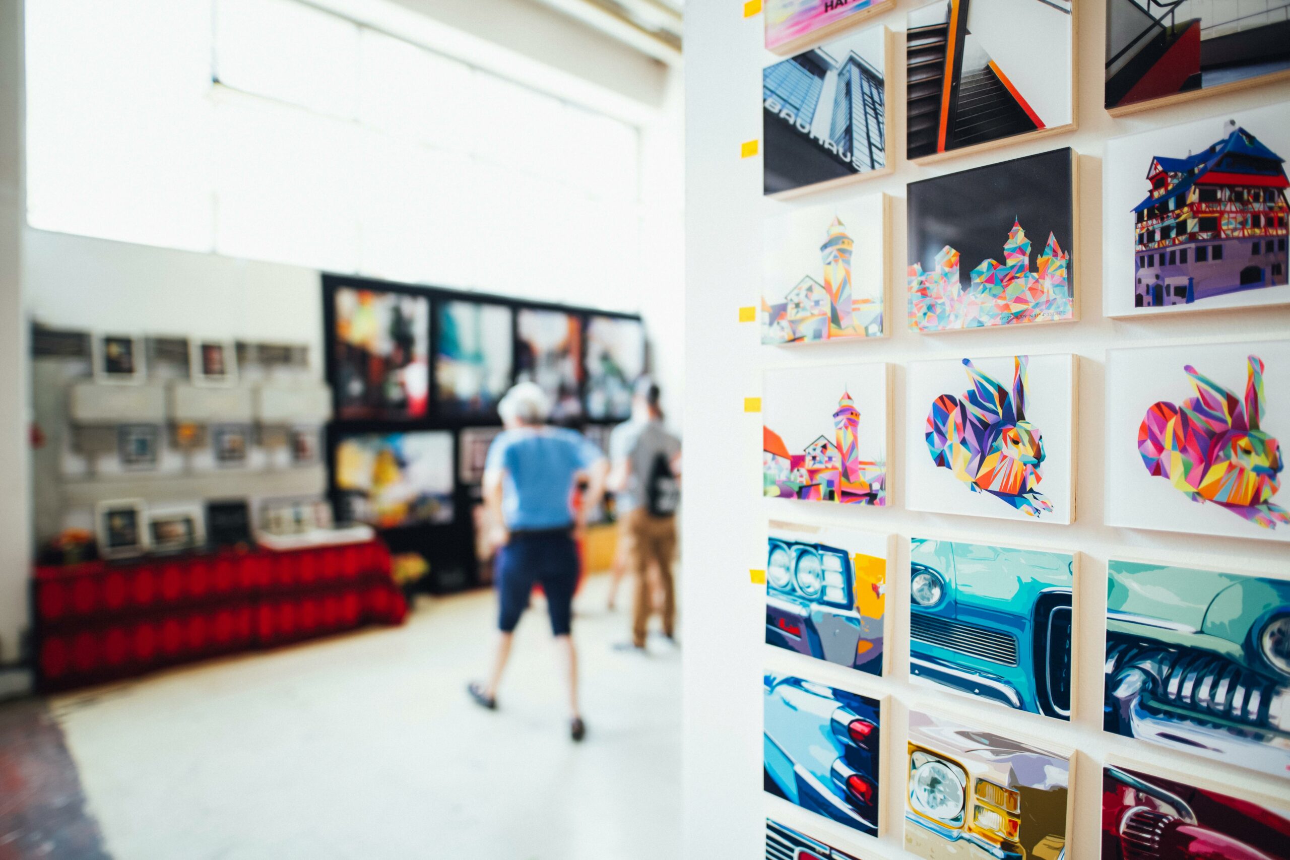 Art pieces and paintings on a wall in Laguna Beach 2025