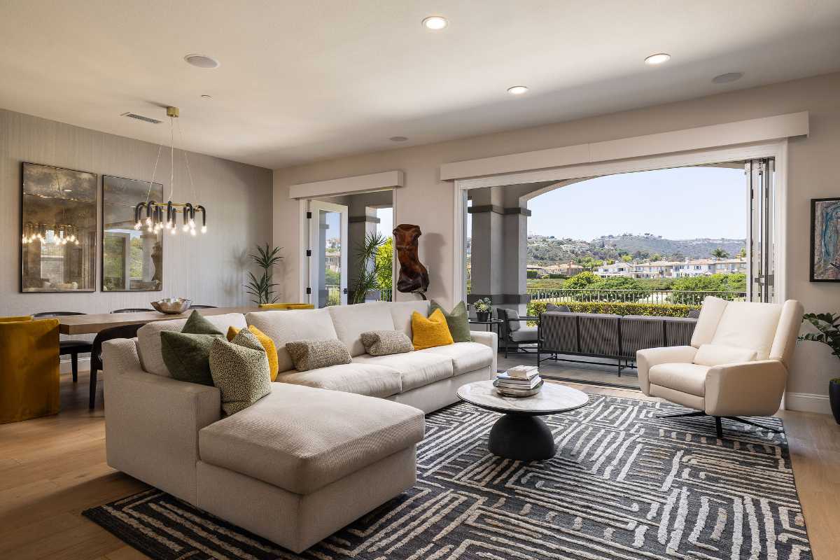 Luxury living room of a home in Dana Point’s exclusive Monarch Beach Resort community, sold by top listing agents and home buyer Realtors in Orange County